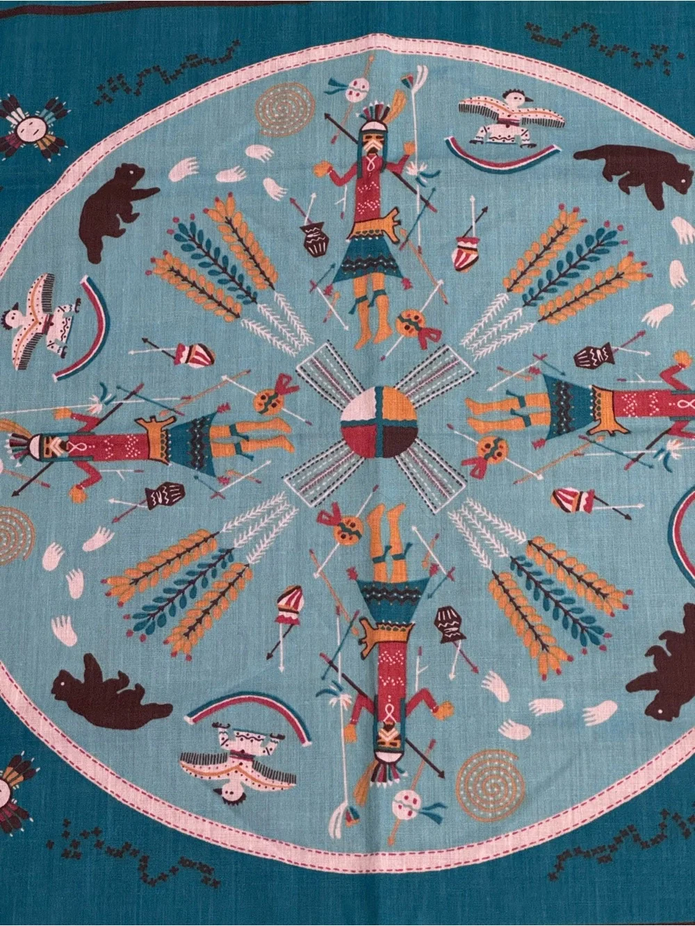 Vintage Turquoise Southwestern Native-American Bandana